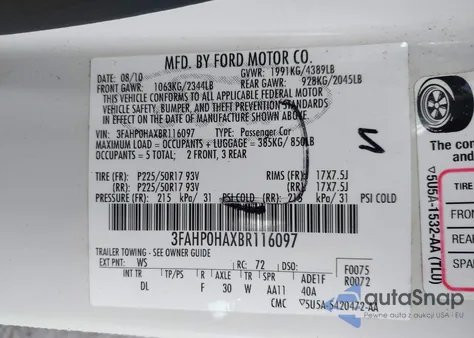 2011 Ford Fusion Se z USA, uszkodzony, nr VIN 3FAHP0HAXBR116097